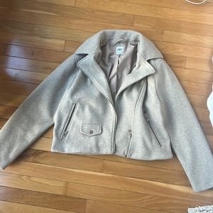 Zara soft lapel moto jacket, size M, like new, color sand